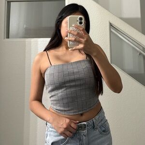 Plaid Gray Women's Crop Top